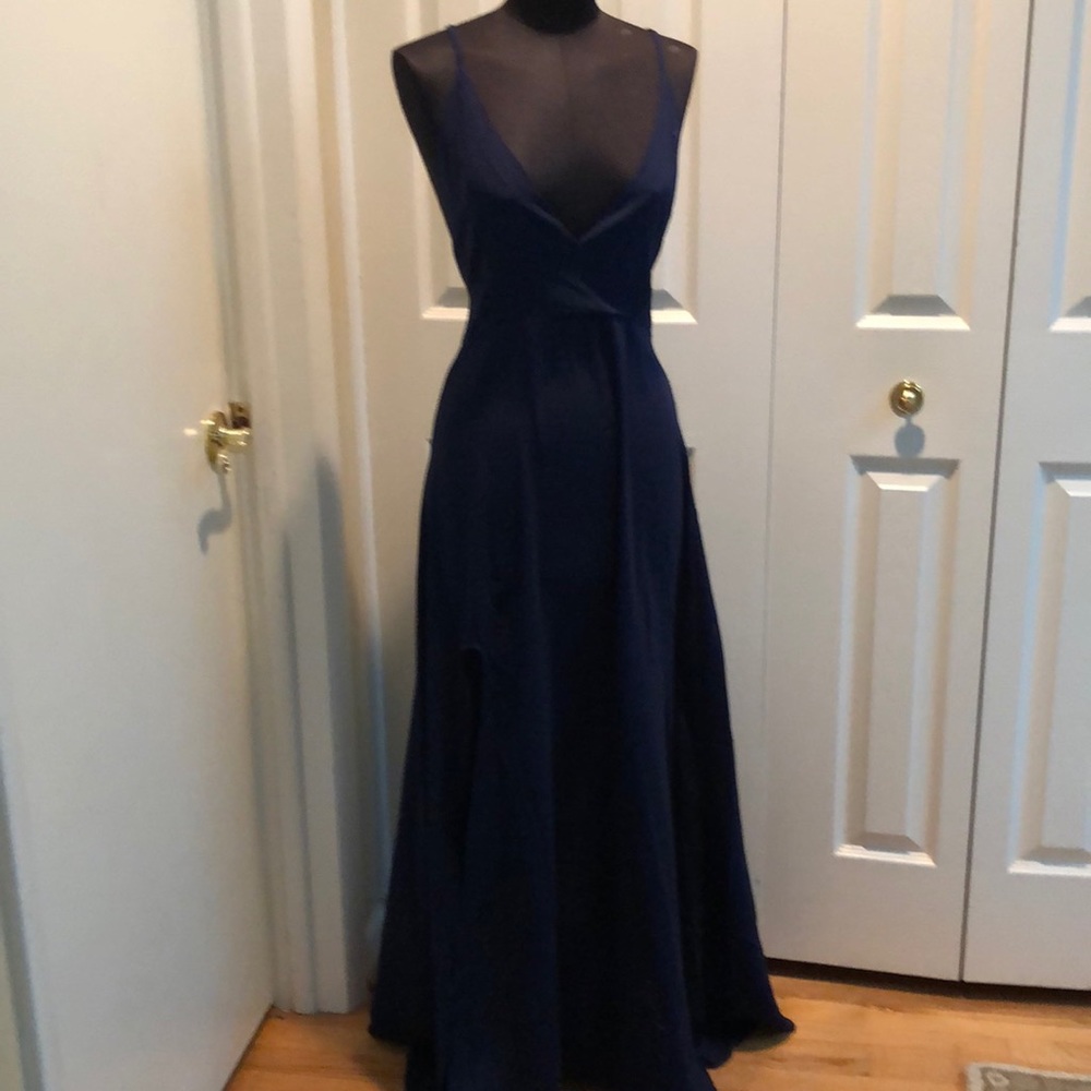 Side slit navy gown